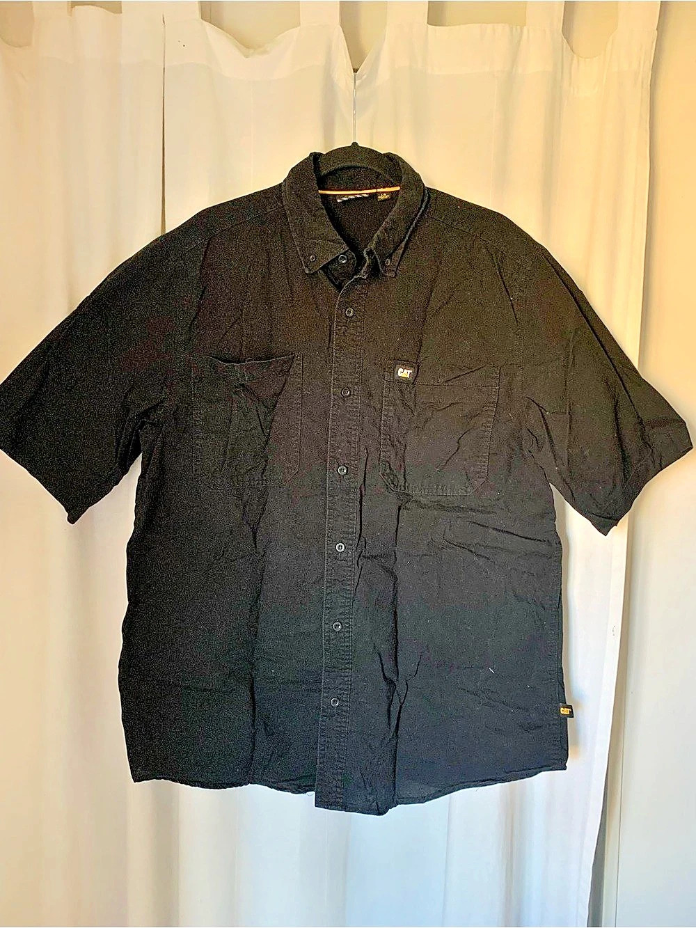 CAT Black Cotton Short Sleeve Shirt Size Large